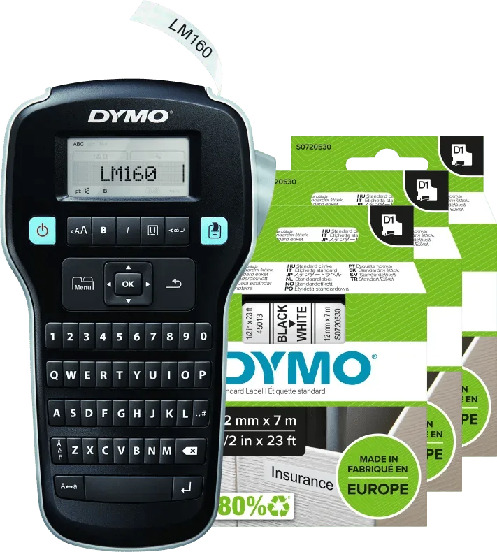 LabelManager 160 + 3 extra labels från DYMO – produktbild