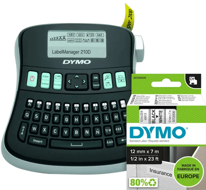 LabelManager 210D Labelprinter + 1 extra label von DYMO – Produktfoto