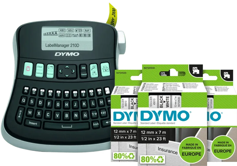 LabelManager 210D Labelprinter + 3 extra labels von DYMO – Produktfoto
