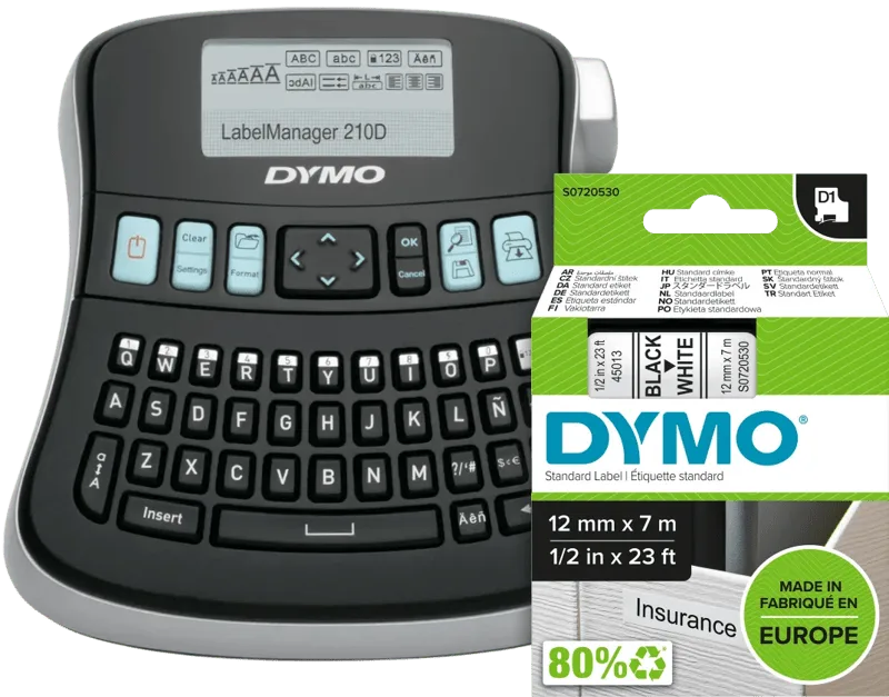 LabelManager 210D+ Labelprinter Qwerty + 1 extra label von DYMO – Produktfoto