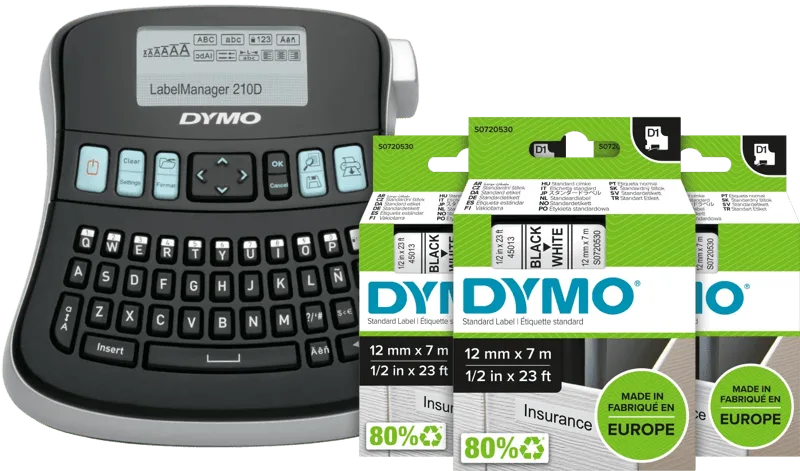 LabelManager 210D+ Labelprinter Qwerty + 3 extra labels de DYMO – photo produit