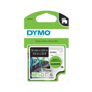 Labeltape Dymo LabelManager D1 nylon 12mm zwart op wit by DYMO – product photo 1 of 2