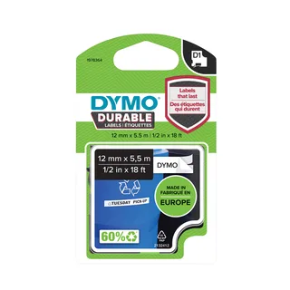 Labeltape Dymo LabelManager D1 polyester 12mm duurzaam zwart op wit de DYMO – photo produit 1 sur 2