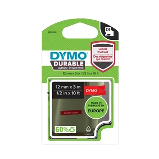 Labeltape Dymo LabelManager D1 polyester 12mm wit op rood van DYMO – productfoto 1 van 3