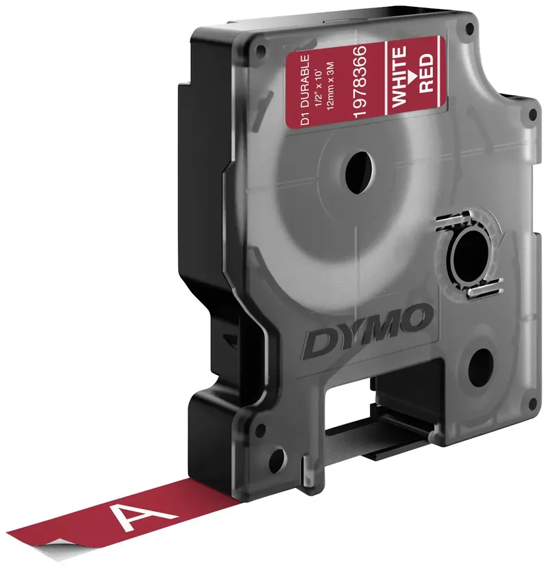 Labeltape Dymo LabelManager D1 polyester 12mm wit op rood van DYMO – productfoto 3 van 3