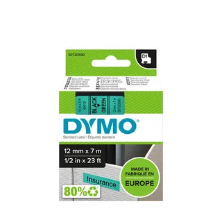 Labeltape Dymo LabelManager D1 polyester 12mm zwart op groen by DYMO – product photo 1 of 2