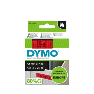 D1-Etikettenband schwarz auf rot 12 mm x 7 m von DYMO – Produktfoto 1 von 2