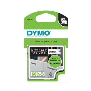 Labeltape Dymo LabelManager D1 polyester 12mmx5.5m zwart op wit by DYMO – product photo 1 of 2