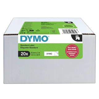 Labeltape Dymo LabelManager D1 polyester 12mmx7m zwart op wit 20 stuks von DYMO – Produktfoto 1 von 2