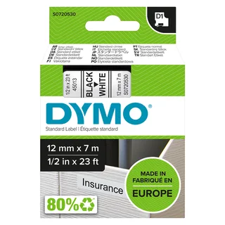 Beschriftungsband 45013 Schriftband schwarz/weiß von DYMO – Produktfoto 1 von 2