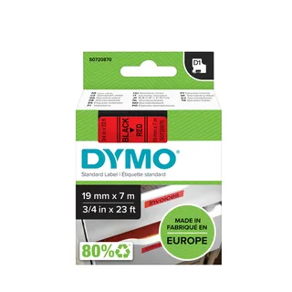 Labeltape Dymo LabelManager D1 polyester 19mm zwart op rood van DYMO – productfoto 1 van 3