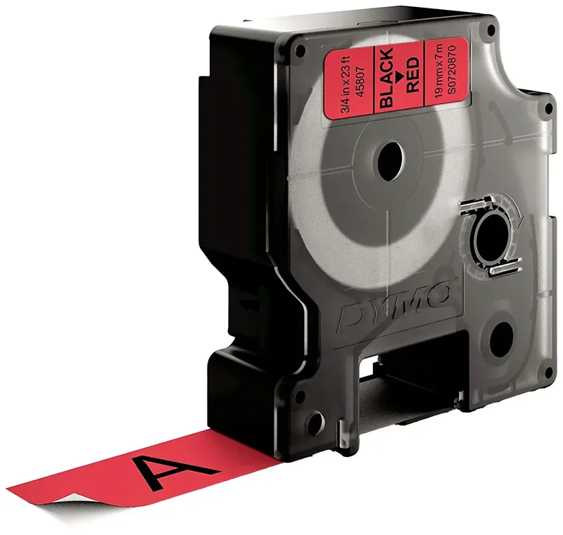 Labeltape Dymo LabelManager D1 polyester 19mm zwart op rood van DYMO – productfoto 3 van 3
