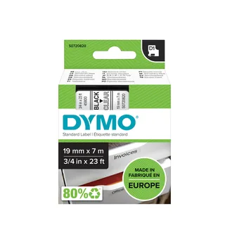 Labeltape Dymo LabelManager D1 polyester 19mm zwart op transparant van DYMO – productfoto 1 van 3