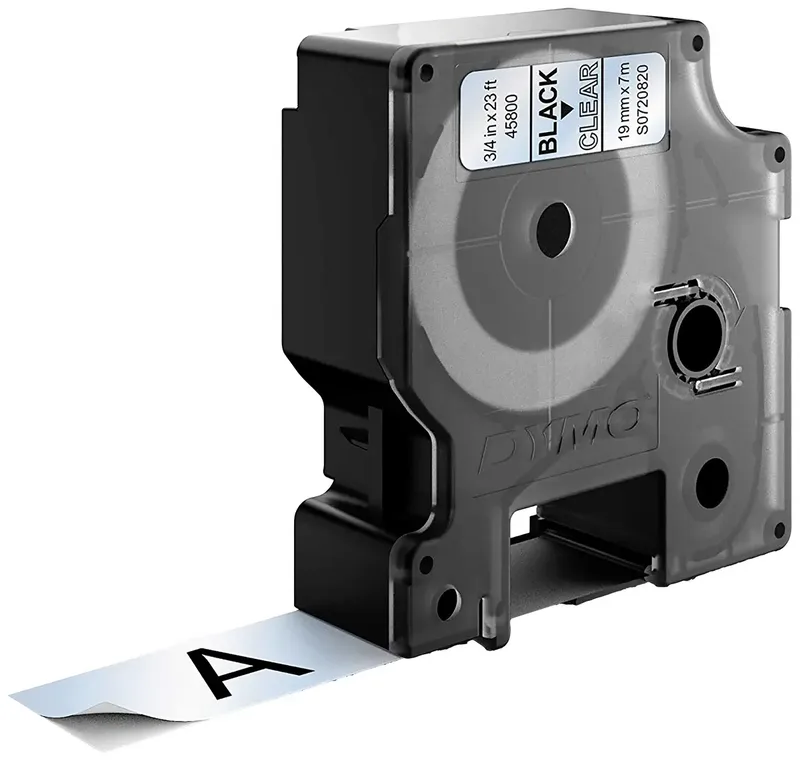 Labeltape Dymo LabelManager D1 polyester 19mm zwart op transparant van DYMO – productfoto 3 van 3