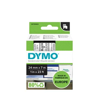 D1-Etikettenband schwarz auf transparent 24 mm x 7 m von DYMO – Produktfoto 1 von 3