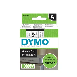 Labeltape Dymo LabelManager D1 polyester 6mm zwart op transparant by DYMO – product photo 1 of 2