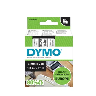 Labeltape Dymo LabelManager D1 polyester 6mm zwart op wit van DYMO – productfoto 1 van 3