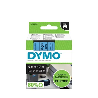 Labeltape Dymo LabelManager D1 polyester 9mm zwart op blauw by DYMO – product photo 1 of 2