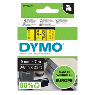 Labeltape Dymo LabelManager D1 polyester 9mm zwart op geel de DYMO – photo produit 1 sur 2