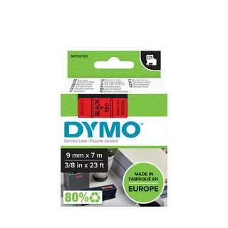 D1-Etikettenband schwarz auf rot 9 mm x 7 m von DYMO – Produktfoto 1 von 2