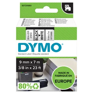 Labeltape Dymo LabelManager D1 polyester 9mm zwart op wit från DYMO – produktbild 1 av 2