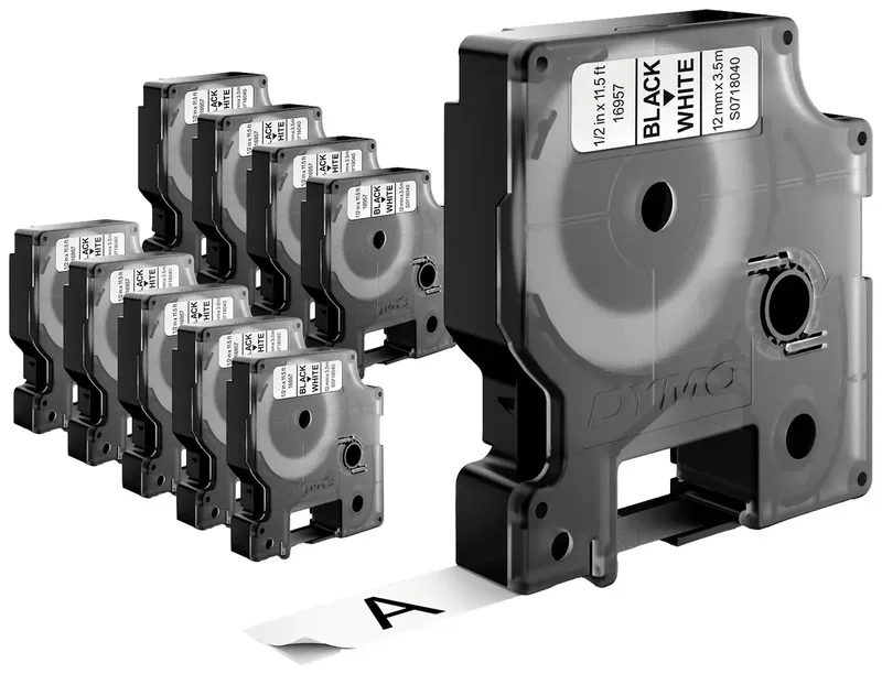 Labeltape Dymo LabelManager D1 polyester 9mm zwart op wit 10 stuks by DYMO – product photo 3 of 3