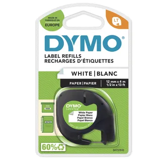 Labeltape Dymo LetraTag papier 12mm zwart op wit de DYMO – photo produit 1 sur 2
