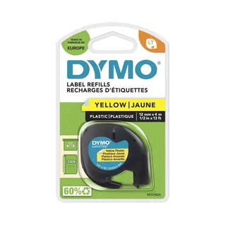 Labeltape Dymo LetraTag plastic 12mm zwart op geel de DYMO – photo produit 1 sur 3