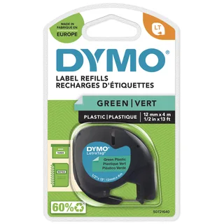 Labeltape Dymo LetraTag plastic 12mm zwart op groen by DYMO – product photo 1 of 3