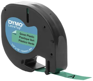 Labeltape Dymo LetraTag plastic 12mm zwart op groen by DYMO – product photo 3 of 3