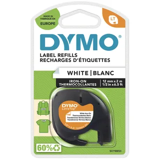 Labeltape Dymo LetraTag strijkbaar 12mm zwart op wit de DYMO – photo produit 1 sur 2