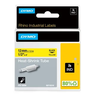 Rhino Industrie Schrumpfschlauch-Kabeletiketten 12 mm 15 m Schwarz auf gelb von DYMO – Produktfoto 1 von 2
