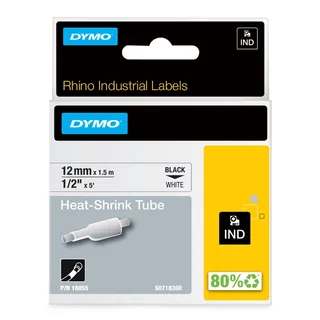 Labeltape Dymo Rhino industrieel krimpkous 12mm zwart op wit de DYMO – photo produit 1 sur 2