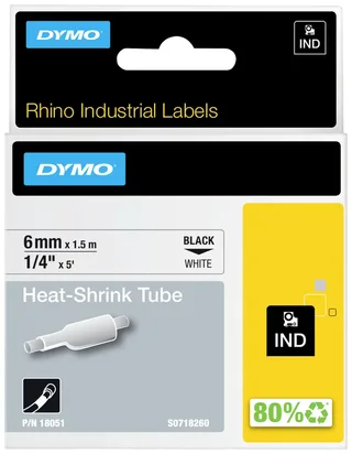 Labeltape Dymo Rhino industrieel krimpkous 6mm zwart op wit de DYMO – photo produit 2 sur 2