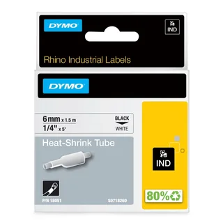 Labeltape Dymo Rhino industrieel krimpkous 6mm zwart op wit de DYMO – photo produit 1 sur 2