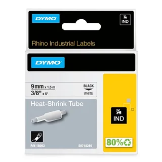 Labeltape Dymo Rhino industrieel krimpkous 9mm zwart op wit de DYMO – photo produit 1 sur 2