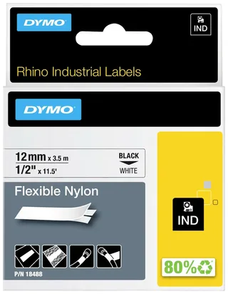 Labeltape Dymo Rhino industrieel nylon 12mm zwart op wit by DYMO – product photo 3 of 3