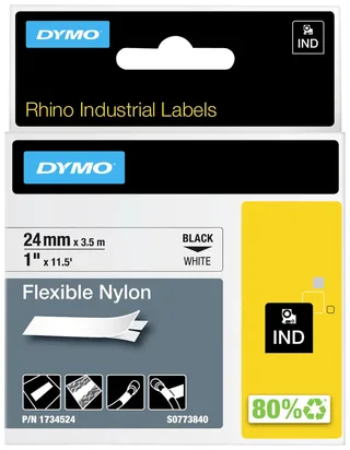 Labeltape Dymo Rhino industrieel nylon 24mm zwart op wit de DYMO – photo produit 2 sur 2