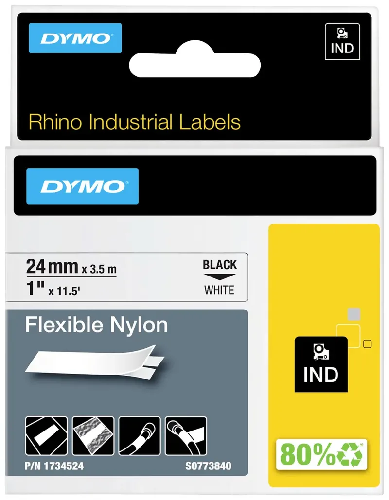 Labeltape Dymo Rhino industrieel nylon 24mm zwart op wit de DYMO – photo produit 2 sur 2