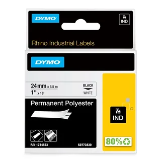 Labeltape Dymo Rhino industrieel polyester 24mm zwart op wit de DYMO – photo produit 1 sur 2