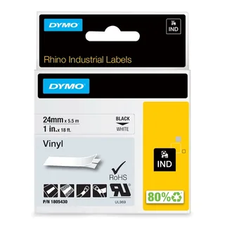 Labeltape Dymo Rhino industrieel vinyl 24mm zwart op wit de DYMO – photo produit 1 sur 2
