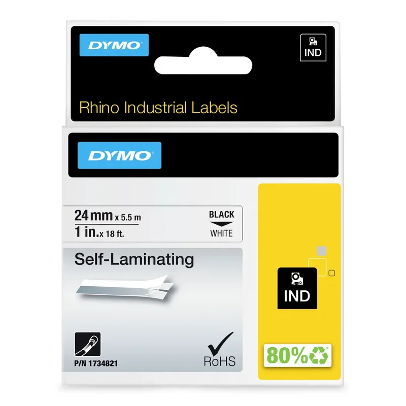Labeltape Dymo Rhino industrieel zelflaminerend 24mm zwart op wit de DYMO – photo produit 2 sur 2