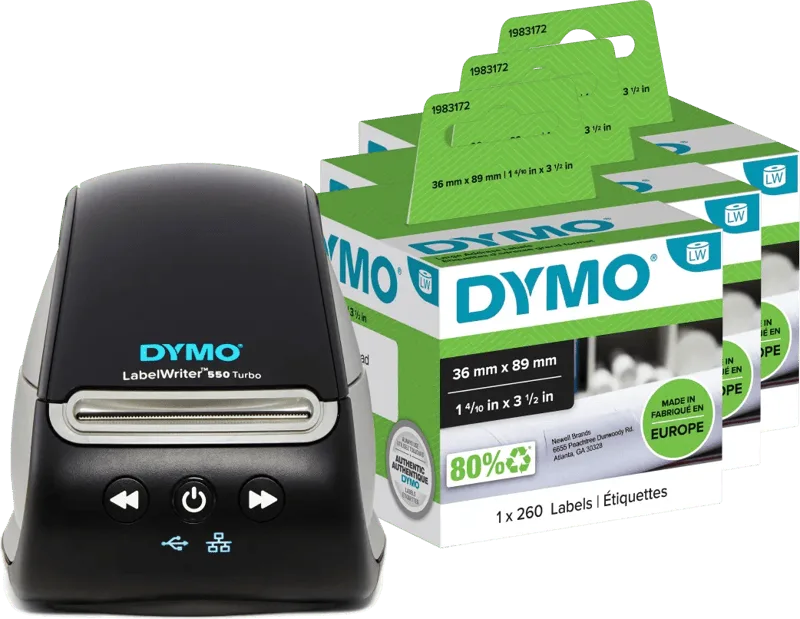 LabelWriter 550 Turbo + 3 extra labels från DYMO – produktbild