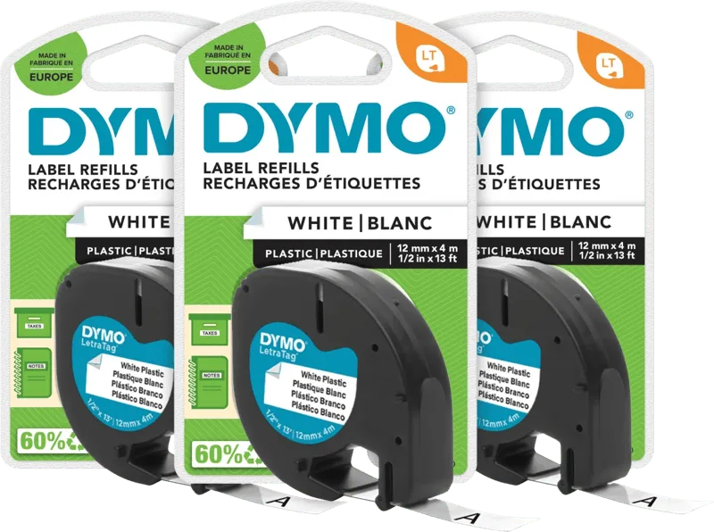 LetraTag 12mm x 4m Zwart Wit Labels 3-pack de DYMO – photo produit