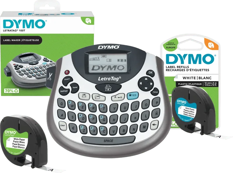LetraTag LT-100T Labelprinter Qwerty + 1 extra label de DYMO – photo produit