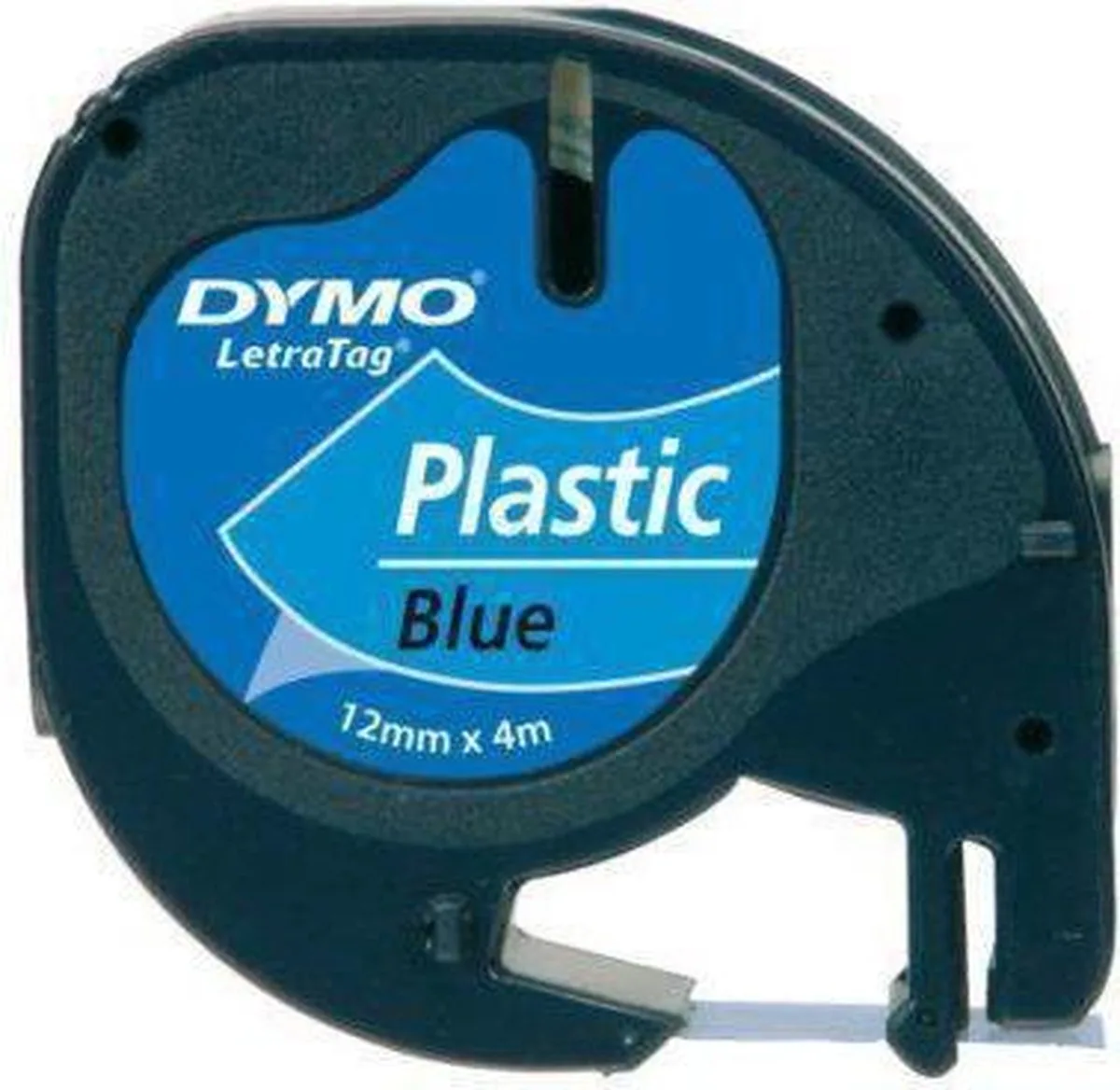 Lettertape Plastic - Zwart/Blauw - 12 mm x 4m - Tape de DYMO en Noir – photo produit