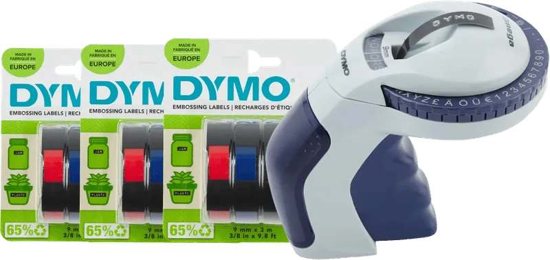 Omega Lettertang + 3 extra labels van DYMO – productfoto
