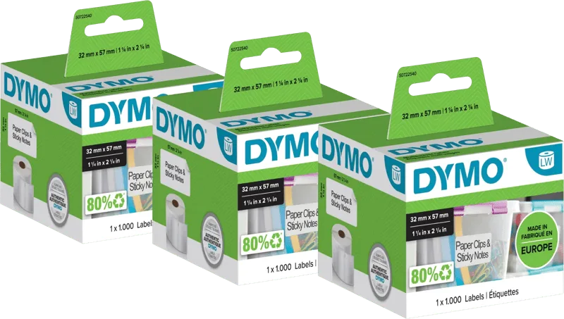 Verwijderbaar Etiket 32x57mm 1000 stuks 3-pack by DYMO – product photo