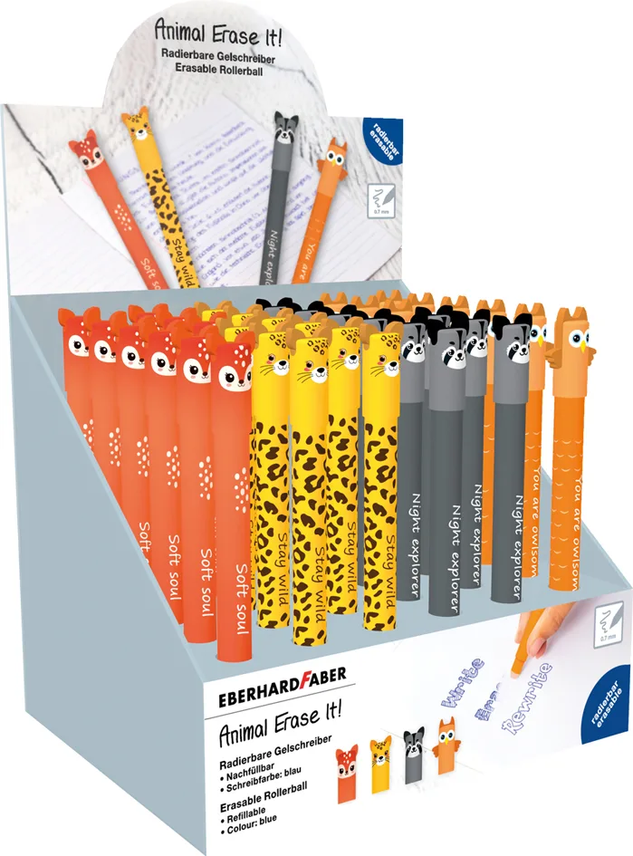 Gelschreiber Animal Erase it!, 36er Display van Eberhard Faber – productfoto