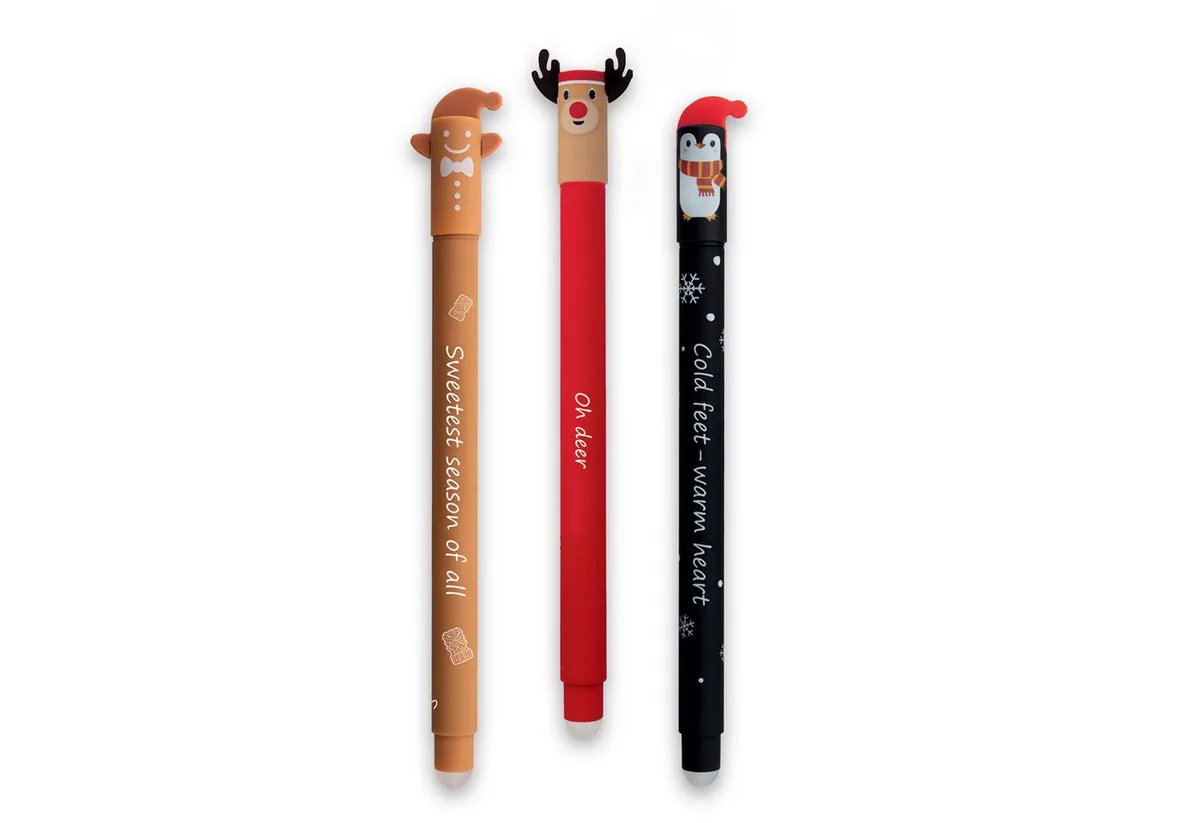 Gelschreiber Animal Erase Pinguin, Lebkuchen, Rentier oder Halloween Set van Eberhard Faber in Winterset – productfoto
